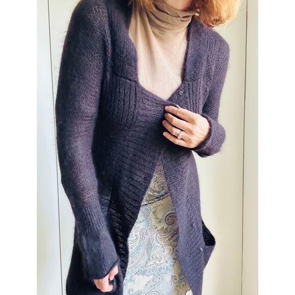 Eileen Fisher Midi Cardigan Sweater Brown Size Small Mohair Wool Layering Fall - Picture 9 of 10